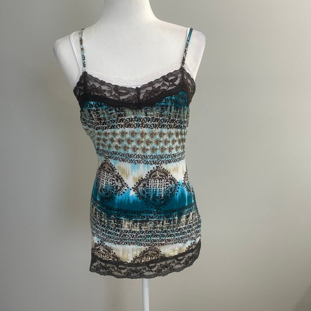 Vintage Almosfamous Y2k Lace Trim Cami Tank  Size M Fairy- Grunge
